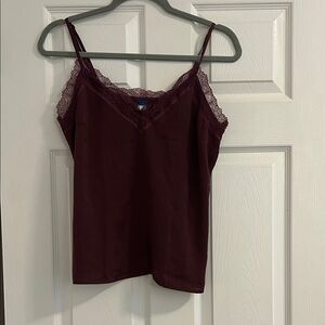 Old Navy Lace-Trim Satin Cami - Wine